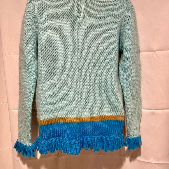 Vintage  Blue Mohair Sweater 100% Wool 60s Saks Fifth Avenue Size Small - Picture 3 of 6
